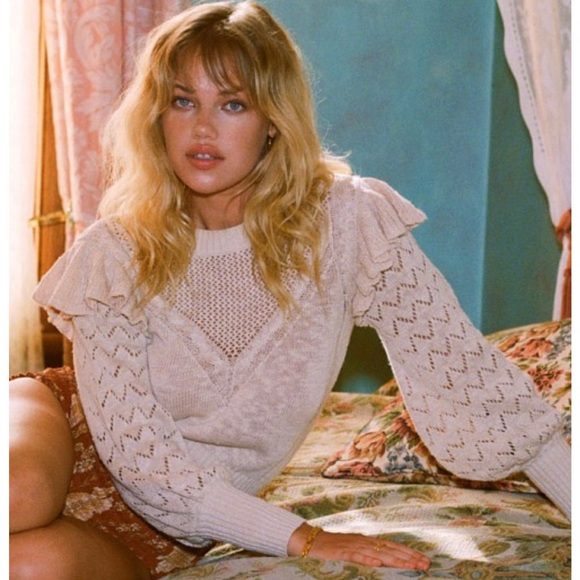 Spell Sweaters - Spell Willow Frill Jumper in Ecru NWOT